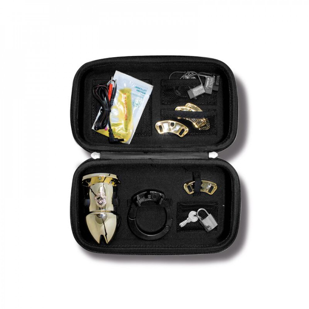 Різне - Клітка для члена з електростимуляцією Mystim Pubic Enemy No 1 - Gold Edition 8