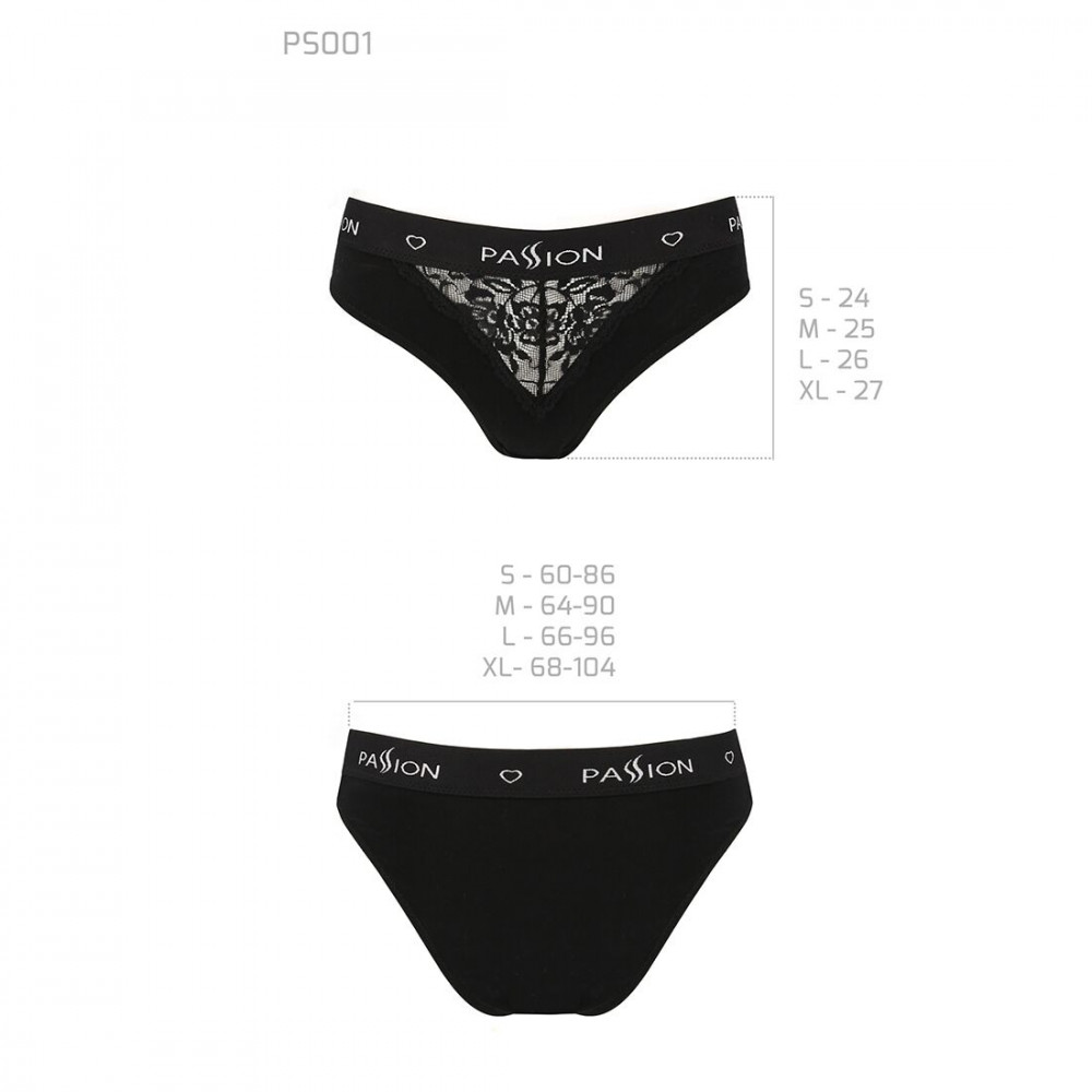 Эротические комплекты - Трусики с широкой резинкой и кружевом Passion PS001 PANTIES black, size S 2