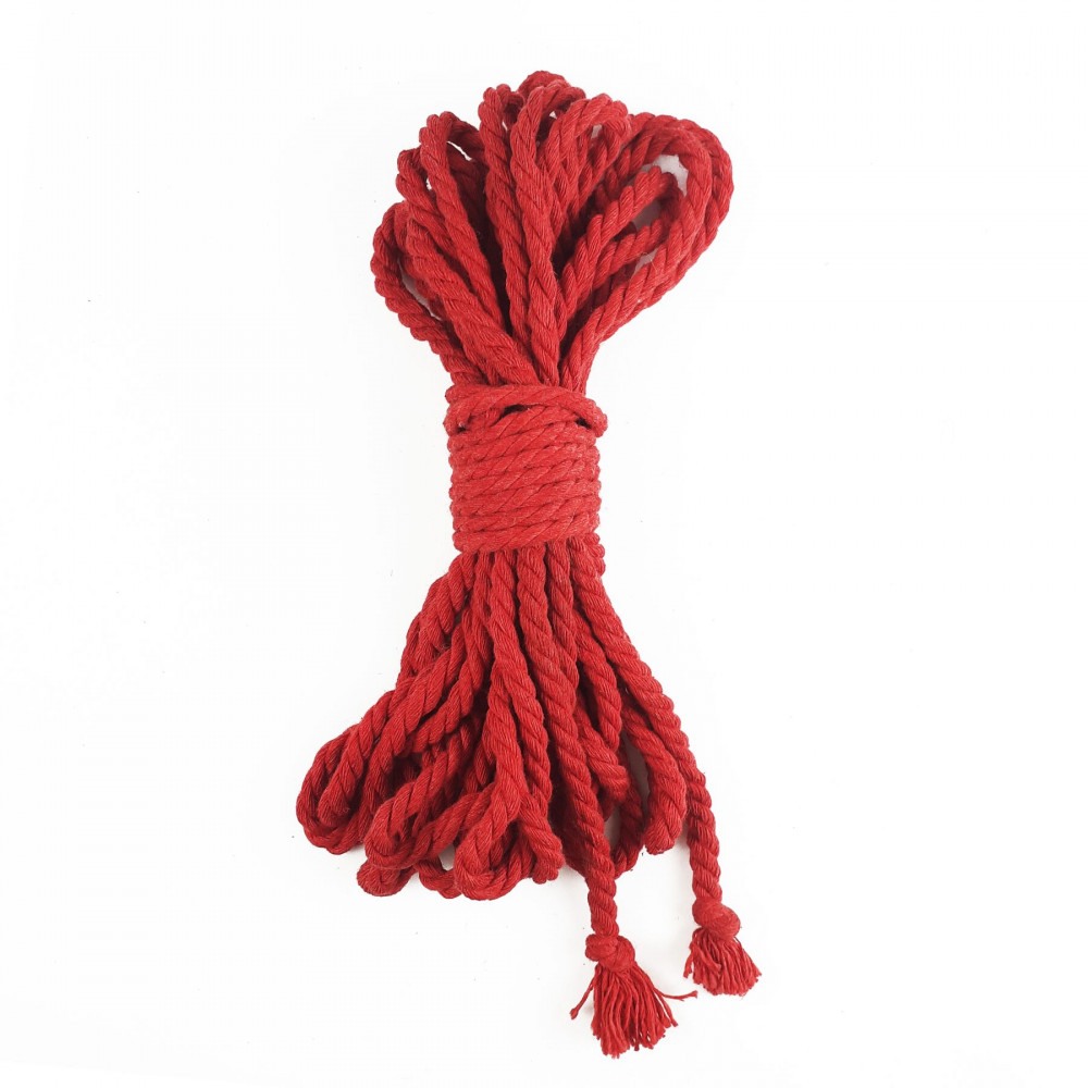 БДСМ наручники - Хлопковая веревка BDSM 8 метров, 6 мм, цвет красный