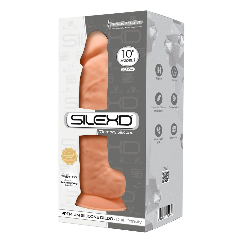 Фаллоимитаторы на присоске, двойные - Фаллоимитатор реалистичный SilexD Arnold Flesh (MODEL 5 size 10in), двухслойный, силикон+Silexpan, д 1