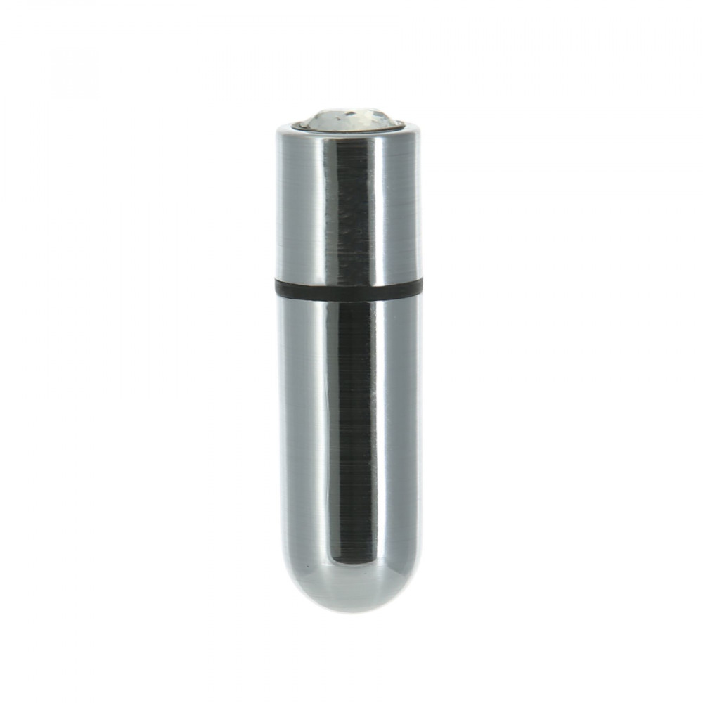 Клиторальный вибратор - Вибропуля PowerBullet First-Class Bullet 2.5″ with Key Chain Pouch, Silver, 9 режимов вибрации