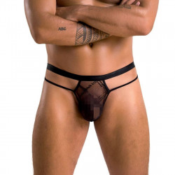 Мужские прозрачные стринги Passion 029 Thong Collin L/XL Black, сетка