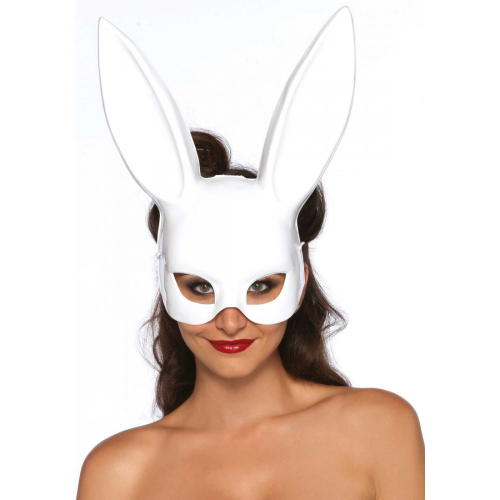 Маски - Маска кролика Leg Avenue Masquerade Rabbit Mask White, длинные ушки, на резинке