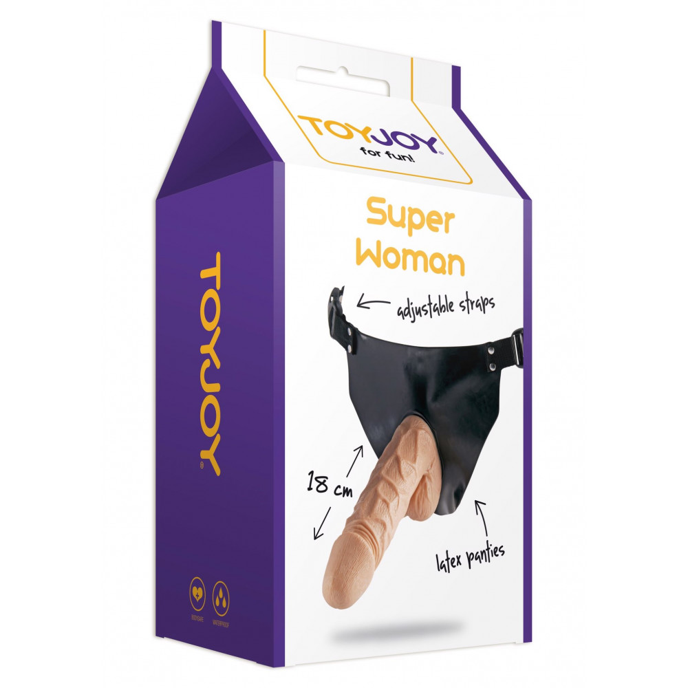 Разное - Страпон реалистичный ToyJoy Superwoman на черных трусиках 2