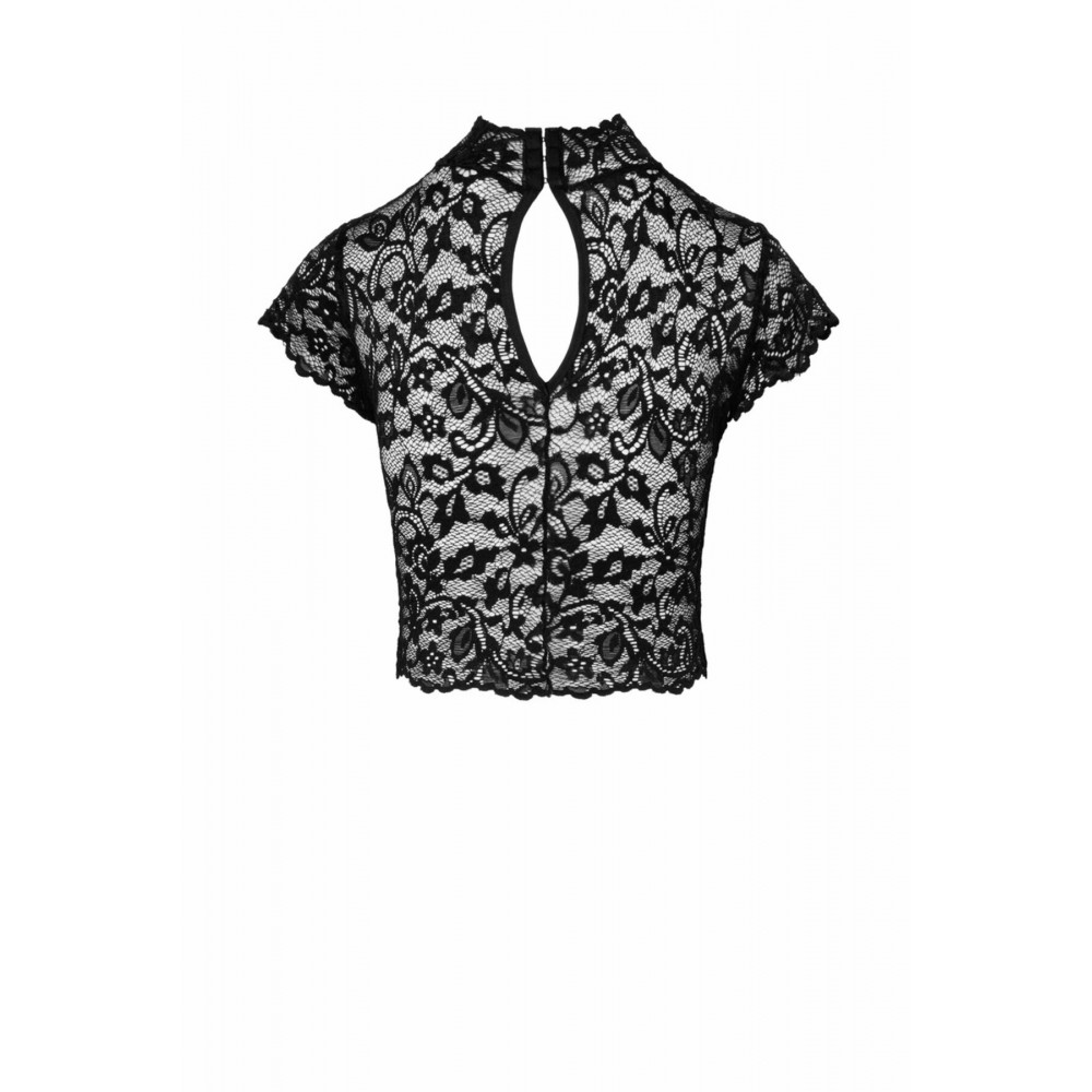 Эротические пеньюары и сорочки - Топ Noir Handmade F303 Essence lace top with high collar - XXL 4