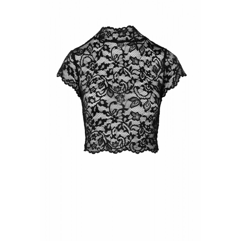 Эротические пеньюары и сорочки - Топ Noir Handmade F303 Essence lace top with high collar - XXL 3