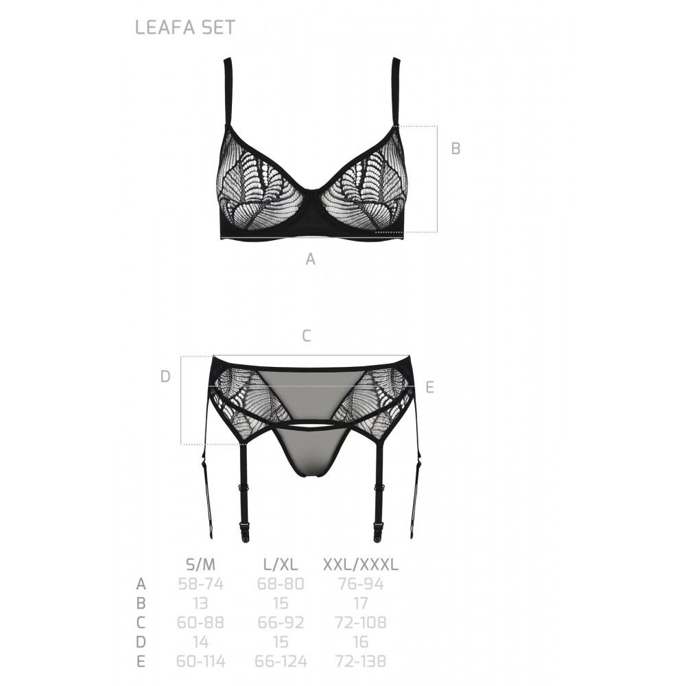 Эротические комплекты - Комплект Passion LEAFA SET black L/XL - ECO Passion 4