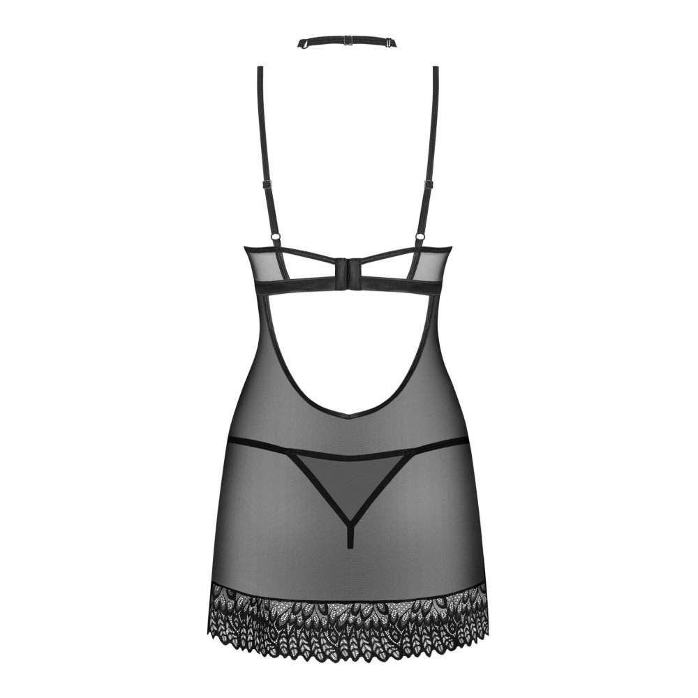 Эротические пеньюары и сорочки - Сорочка Obsessive Donarella chemise & thong XL/2XL 3