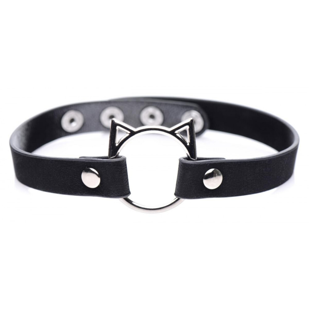 Чокеры, портупеи - Чокер Master Series Kinky Kitty Ring Slim Choker - Black