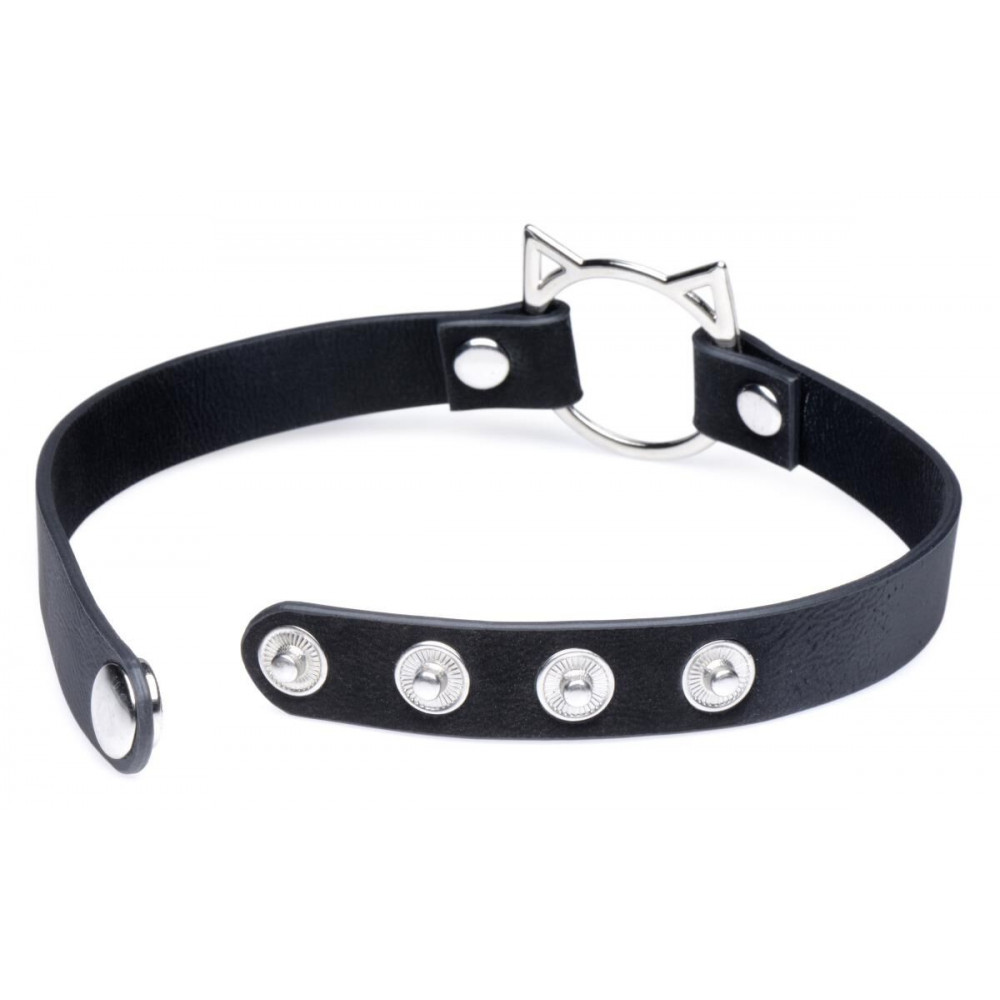 Чокеры, портупеи - Чокер Master Series Kinky Kitty Ring Slim Choker - Black 1