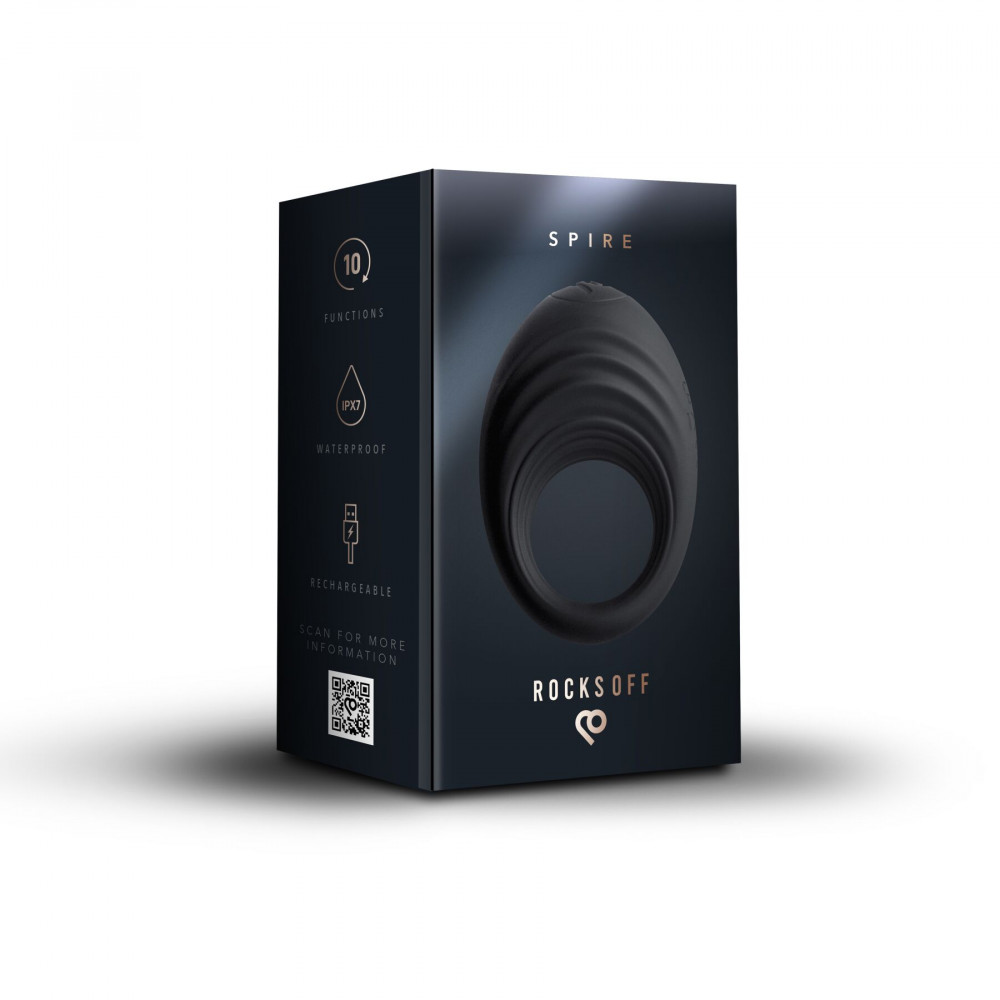 Эрекционные кольца с вибрацией - Эрекционное виброкольцо Rocks Off Spire, очень мягкое, 10 режимов 8