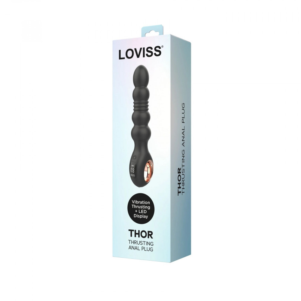 Анальные игрушки с вибрацией - Анальный вибратор с пульсацией Loviss Thor Thrusting Anal Plug, 2 мотора 5