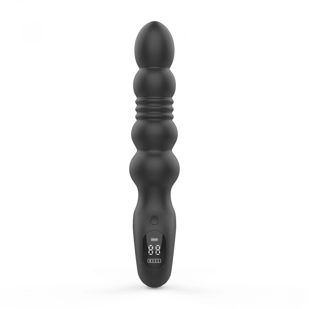 Анальные игрушки с вибрацией - Анальный вибратор с пульсацией Loviss Thor Thrusting Anal Plug, 2 мотора 1