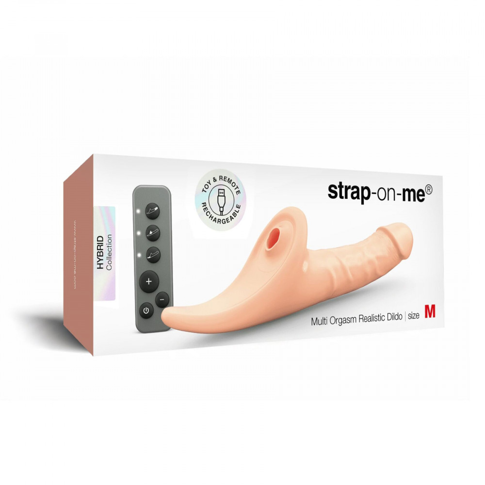 Страпони - Вібронасадка для страпону з вакуумною стимуляцією Strap-On-Me Multi Orgasm Realistic Dildo M Black 6