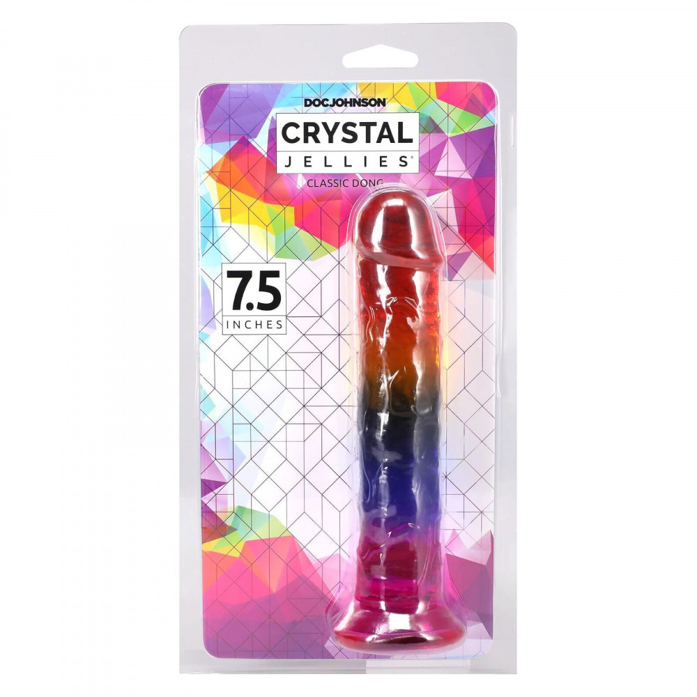 Фалоімітатор - Дилдо Doc Johnson Crystal Jellies - 7.5 Inch Dong - Rainbow 4