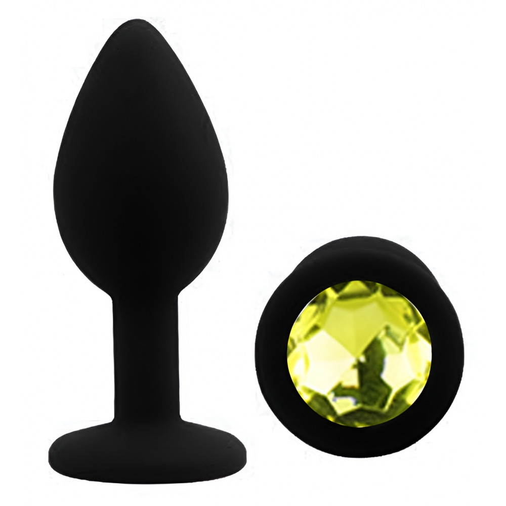 Анальные игрушки без вибрации - Силиконовая анальная пробка EGZO - Silicone Black Round Plug Lime, size S 3