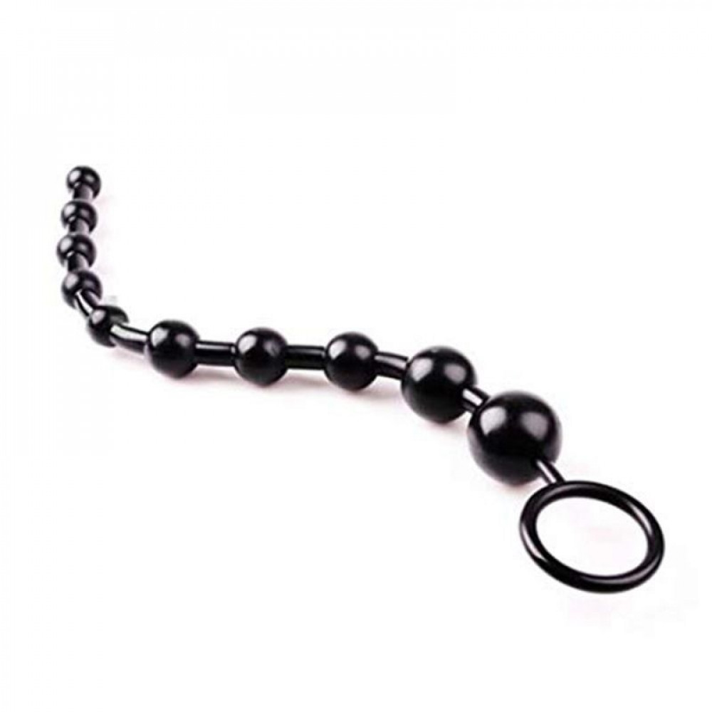 Анальные игрушки без вибрации - Анальные бусы Jelly Anal Beads Black, SKN-ANL033 Black 1