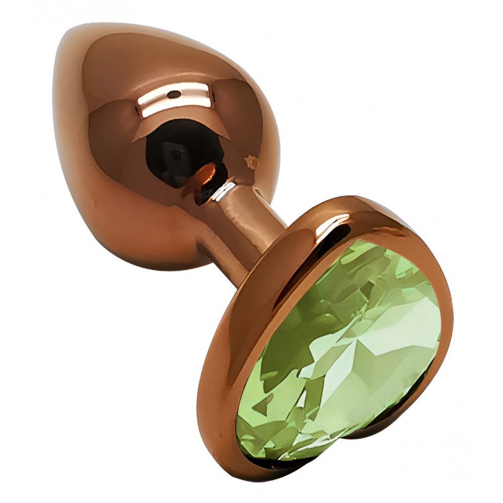 Разное - Анальная пробка с кристаллом EGZO - Dark Gold Heart Plug Green, size S 1