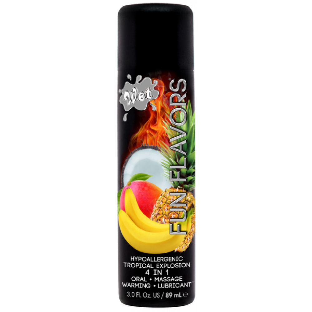 Лубриканты - Разогревающий лубрикант Wet Fun Flavors Tropical Fruit Explosion (мультифрукт) 89 мл