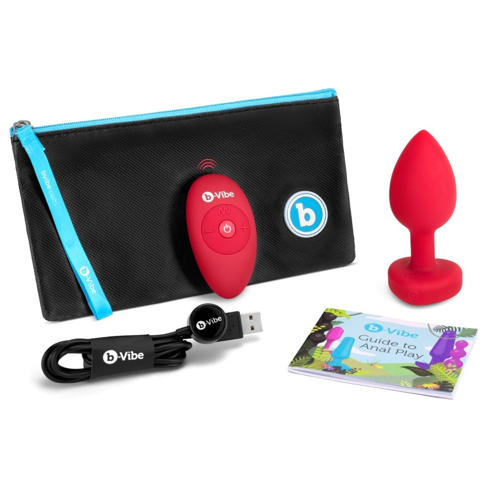 Анальные игрушки с вибрацией - Анальная пробка с вибрацией и пультом управления B-Vibe Vibrating Heart Plug M/L Red 5