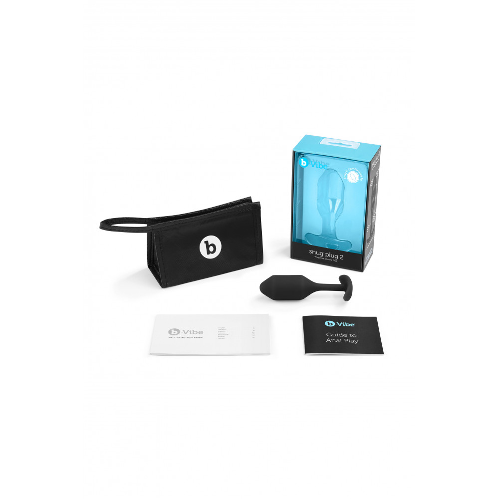Анальные игрушки без вибрации - Анальная пробка со смещенным центром тяжести B-Vibe Snug Plug 2, силиконовая, черная 1