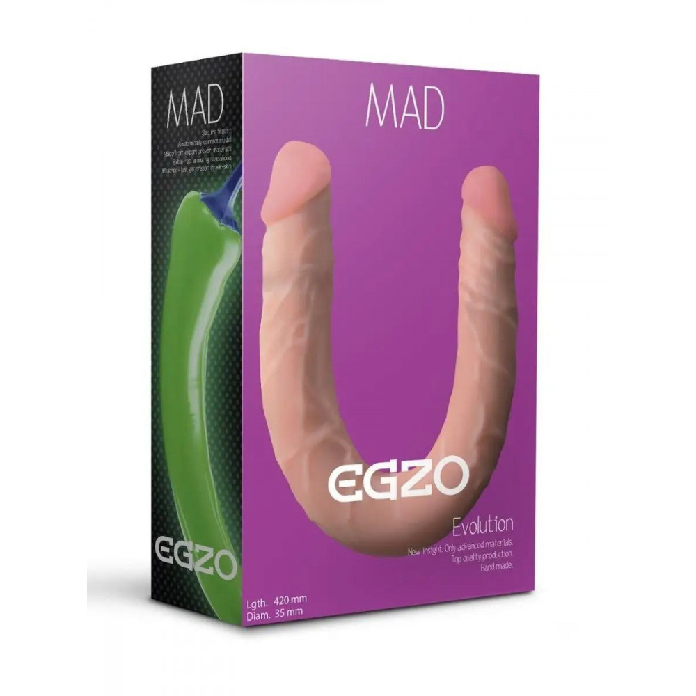 - Двухсторонний фаллоимитатор EGZO MAD Ciberskin 42 см*3.5 см
