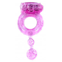 Эрекционное вибро кольцо BOSS Vibrating Cock Ring with balls Pink, BS6700043