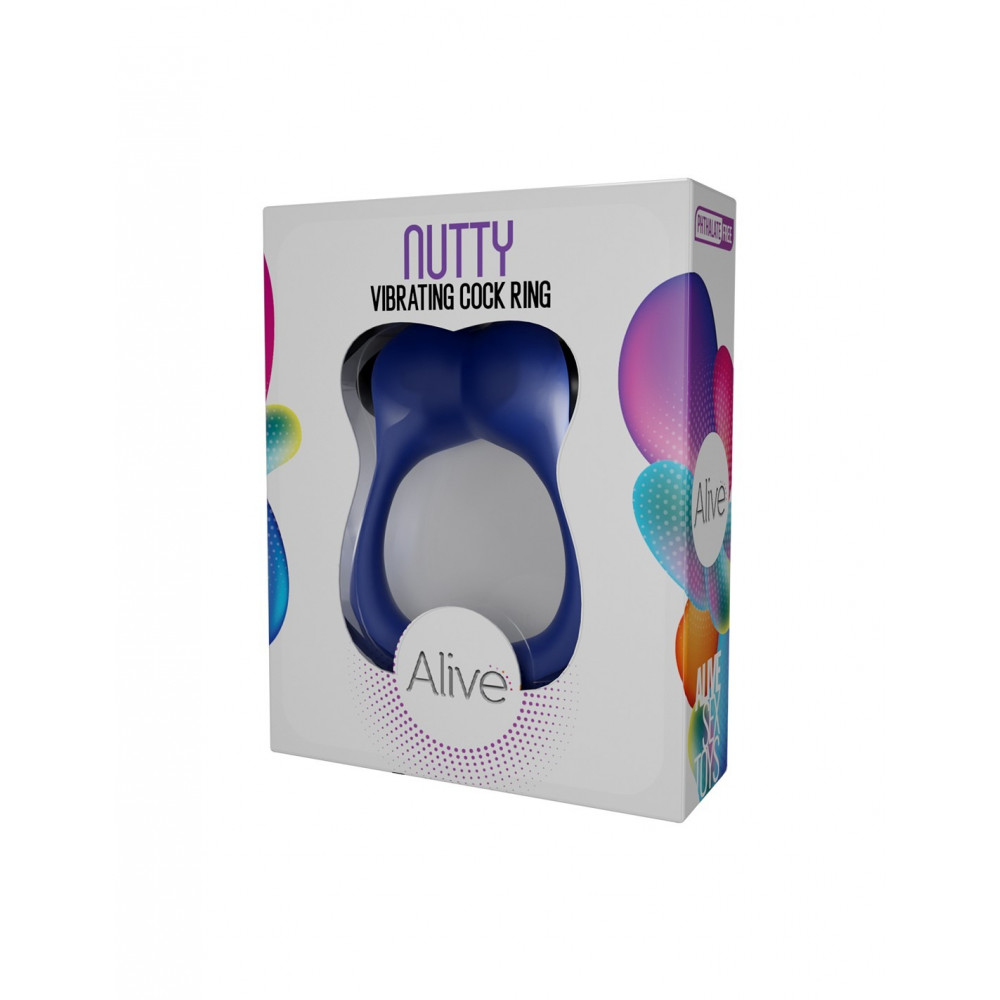 Разное - Эрекционное виброкольцо Alive Nutty синее 3