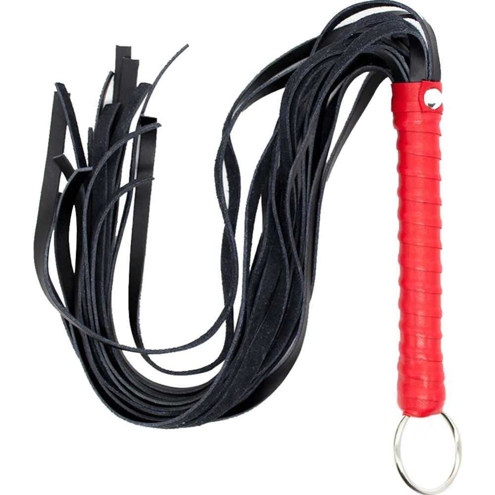 БДСМ игрушки - Флоггер кожаный L DS Fetish Flogger leather L black/red