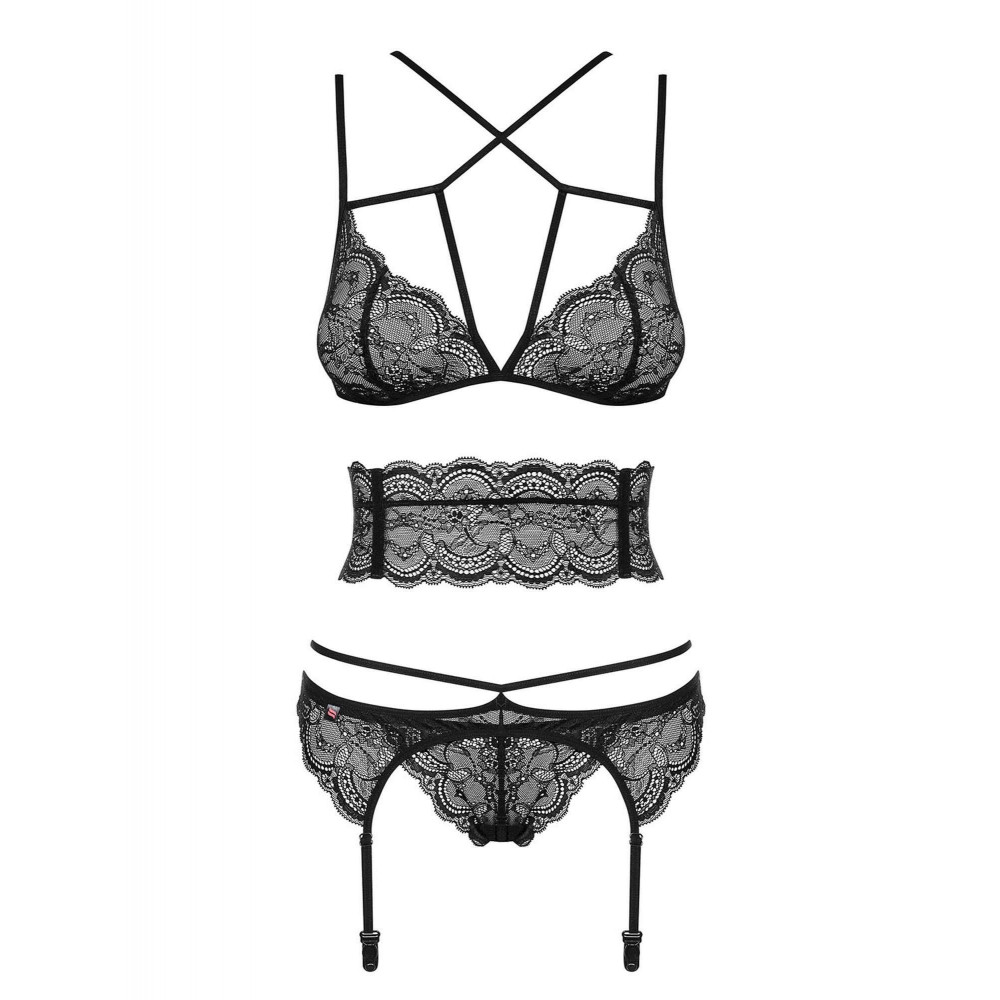 Разное - Комплект белья с множеством бретелей Obsessive Frivolla, черный, S/M 4