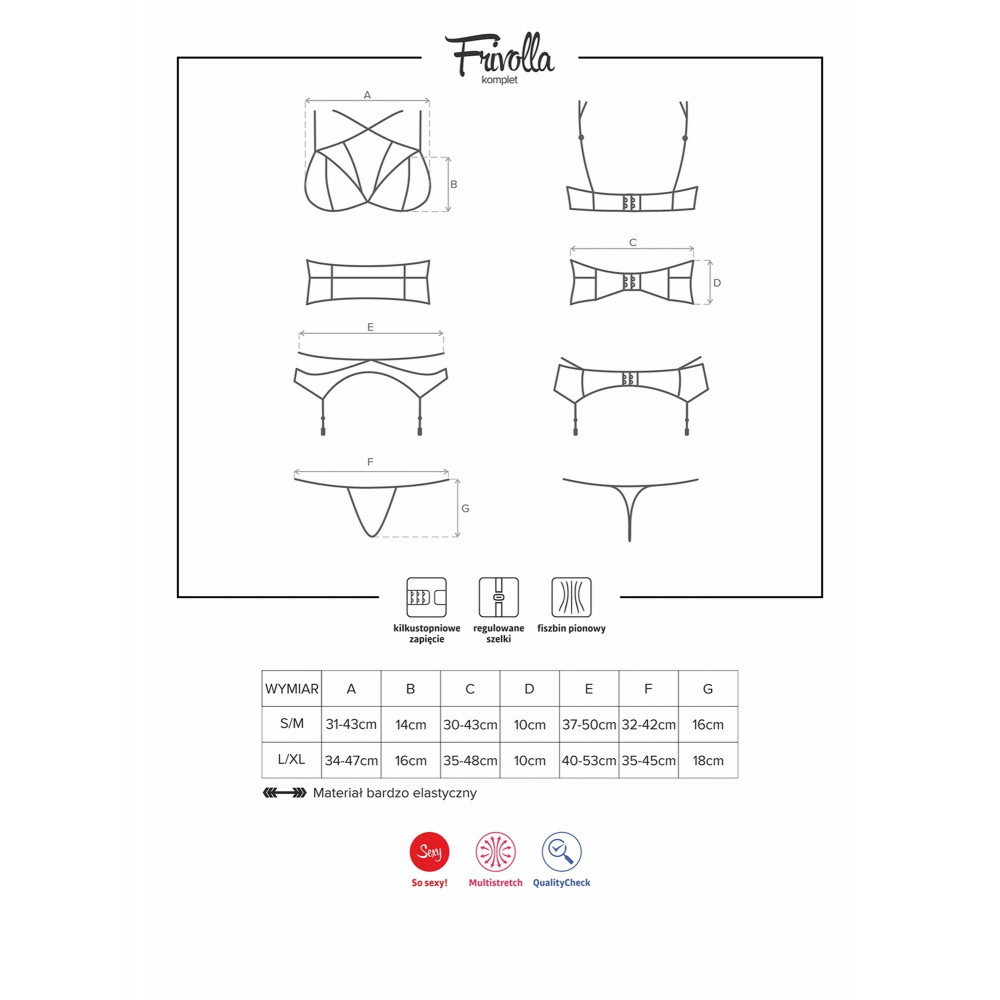Разное - Комплект белья с множеством бретелей Obsessive Frivolla, черный, S/M 6