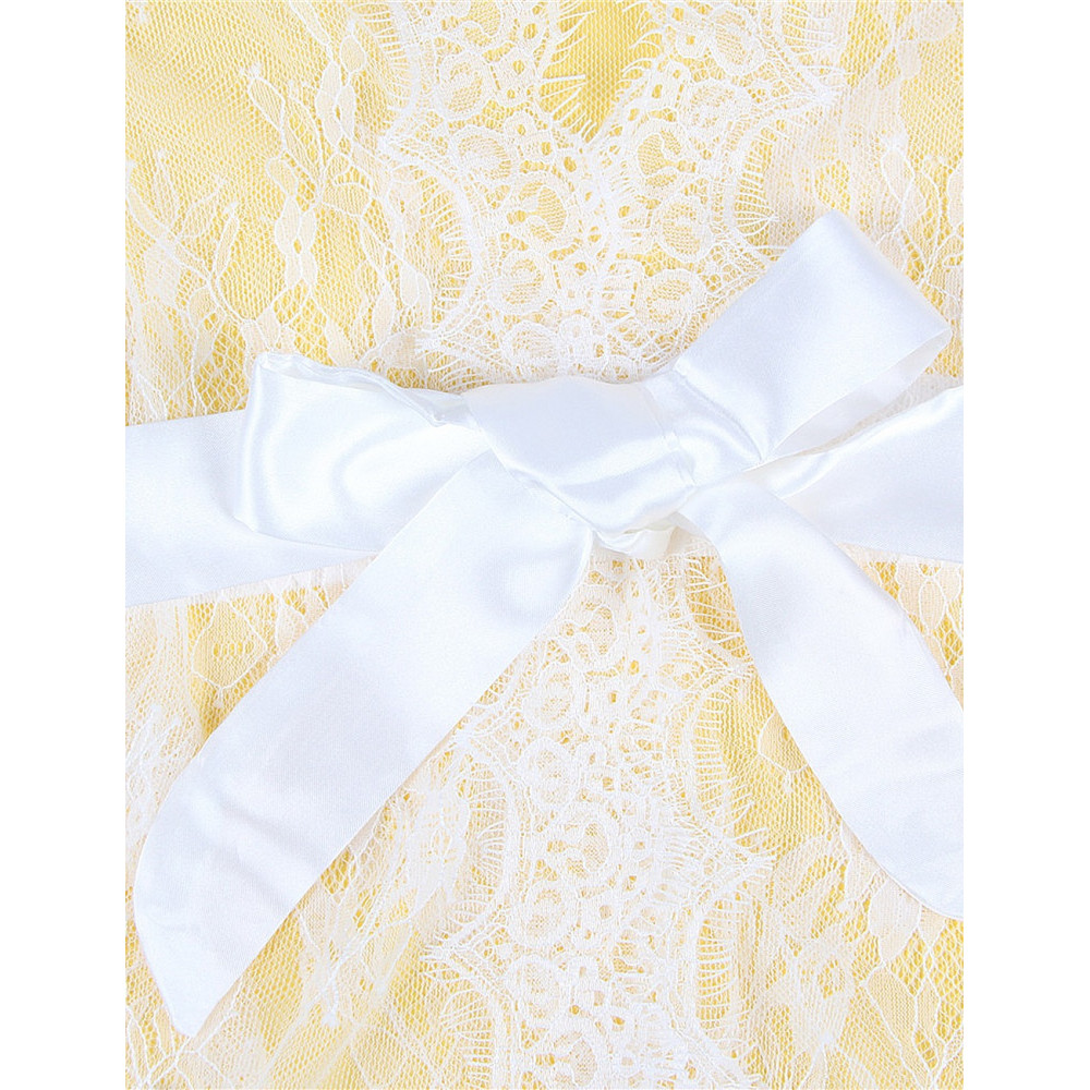 Різне - Мереживний халат Star Night з поясом та стрінгами, білий, XS-S 5