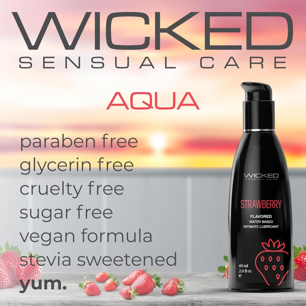 Різне - Лубрикант їстівний Wicked Strawberry Flavored зі смаком полуниці, 60 мл 2