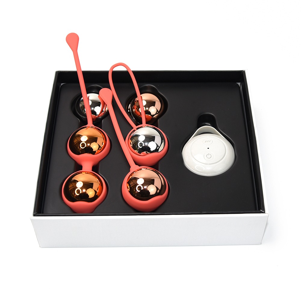 Вагинальные шарики и тренажеры - Набор вагинальных виброшариков Sweet Em с пультом, кораловые, 3.35 х 16 см 3