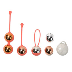 Набор вагинальных виброшариков Sweet Em с пультом, кораловые, 3.35 х 16 см