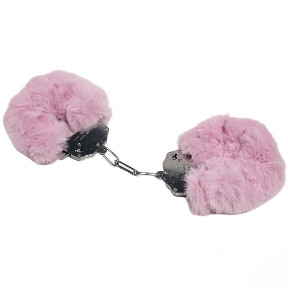 Разное - Наручники DS Fetish Plush handcuffs, металл с мехом, розовые