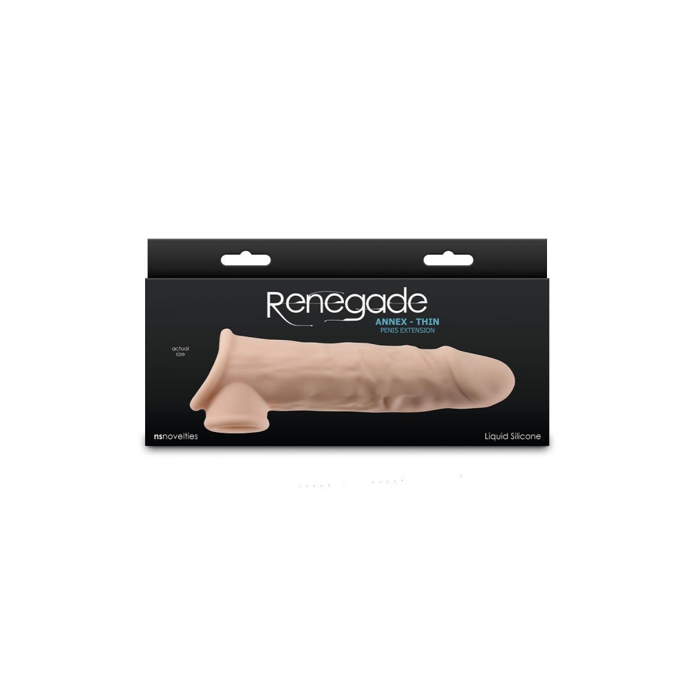 Эрекционные кольца без вибрации - Насадка на пенис NS Novelties Renegade бежевая, 19.4 см 2