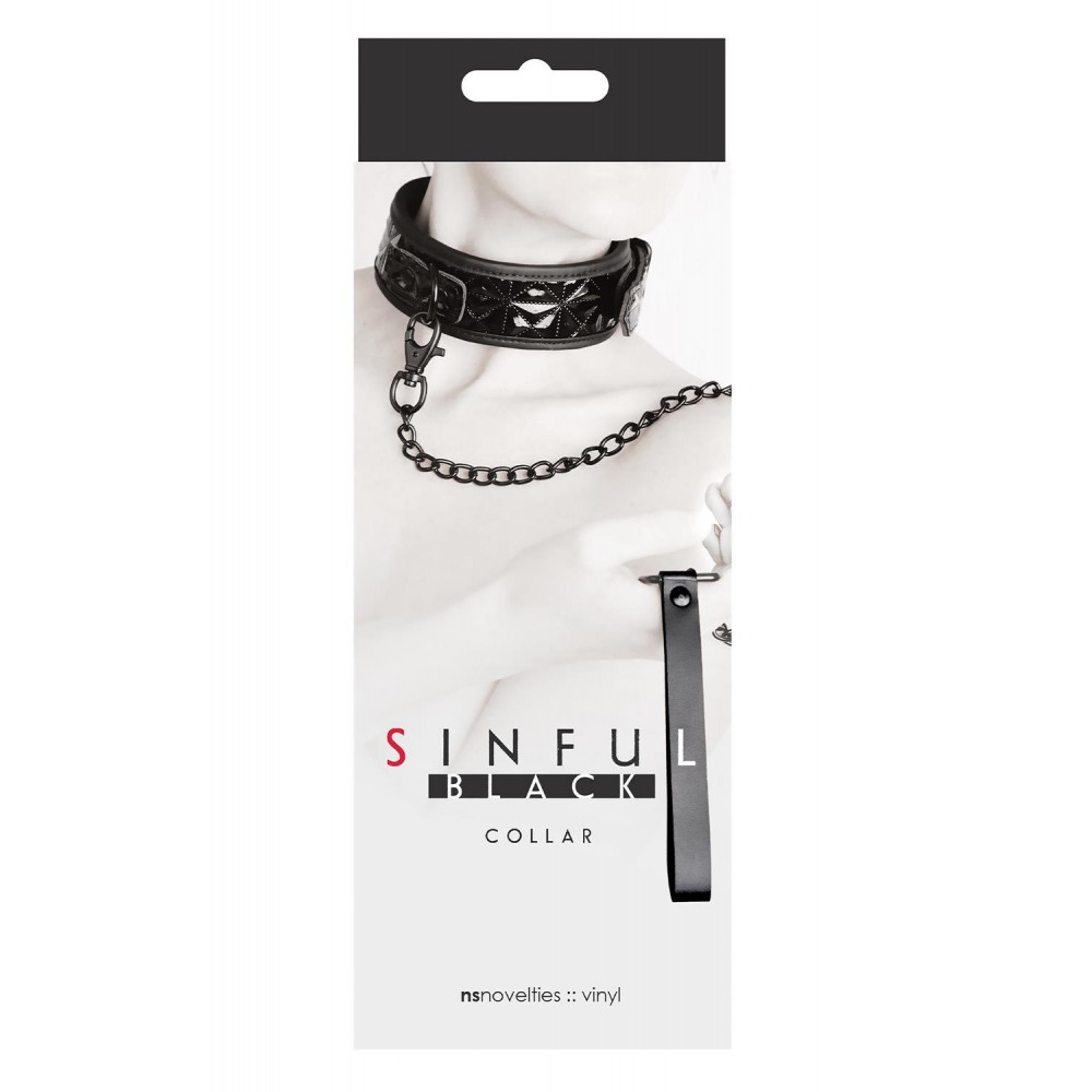Разное - Ошейник с поводком NS Novelties Sinful Black Collar