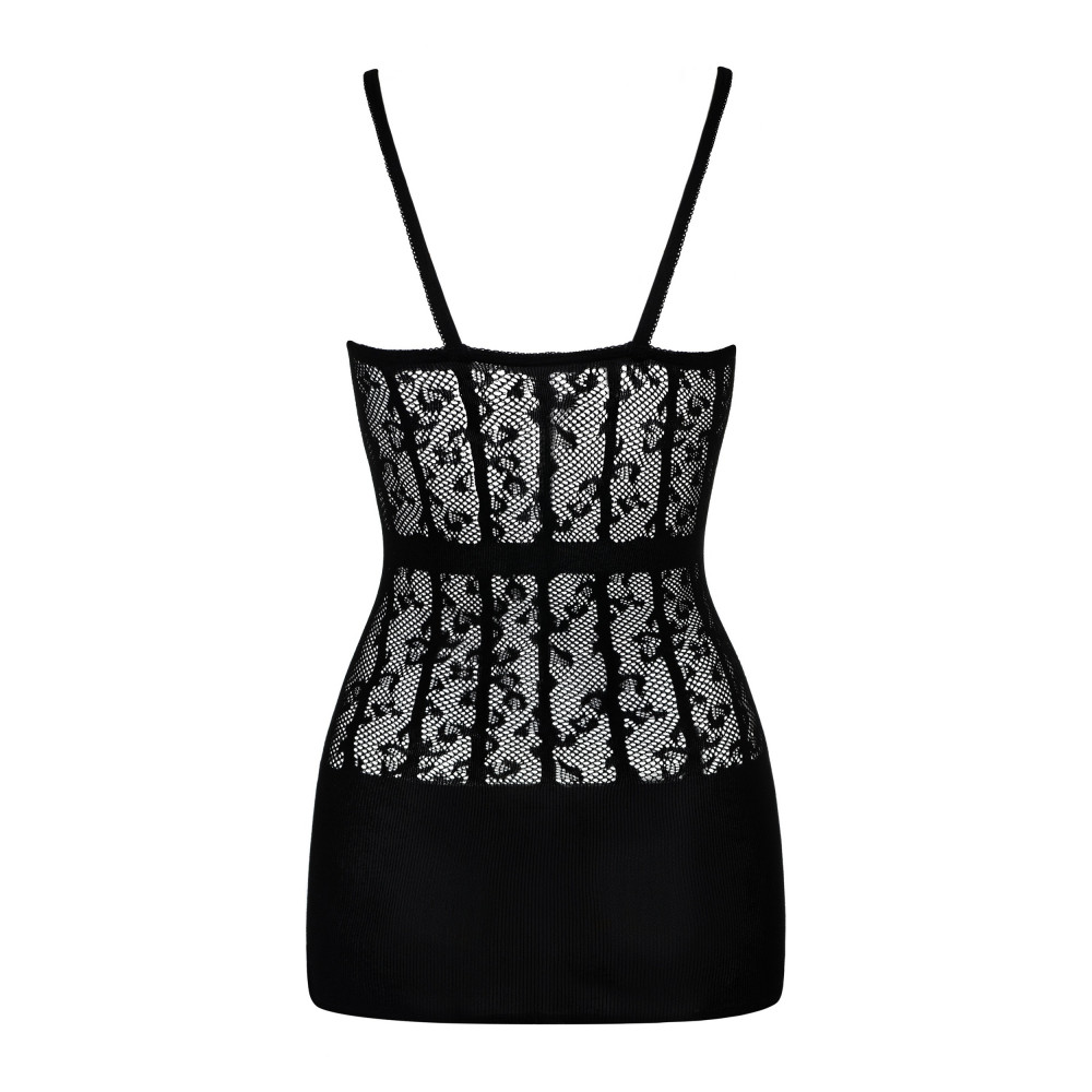 Разное - Платье из ажурной сетки полупрозрачное Obsessive D605 черный, SML 4