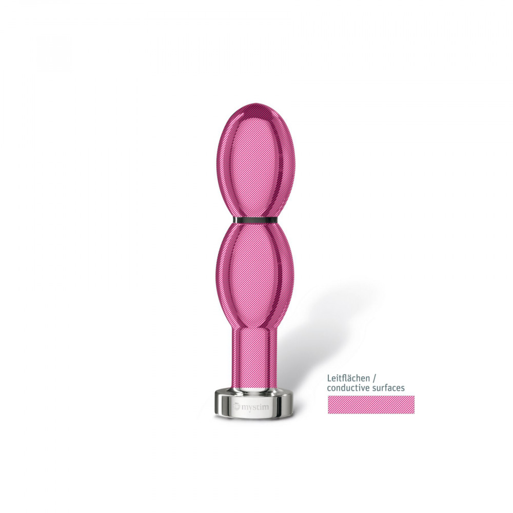 Різне - Металеве ділдо 2-в-1 Mystim O(h!)-thello для електростимулятора, діаметр 3,5 см, анальна пробка 4