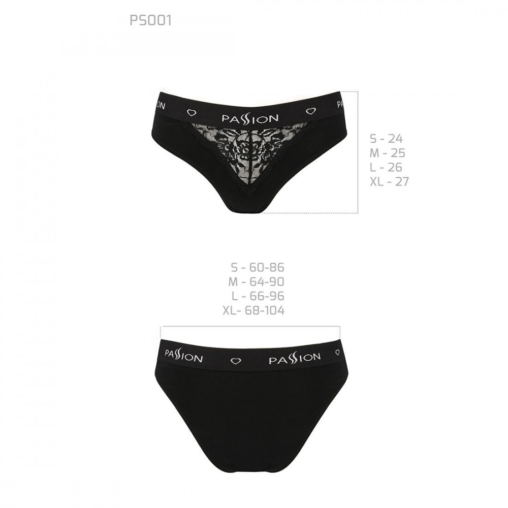 Эротические комплекты - Трусики с широкой резинкой и кружевом Passion PS001 PANTIES black, size XL 2