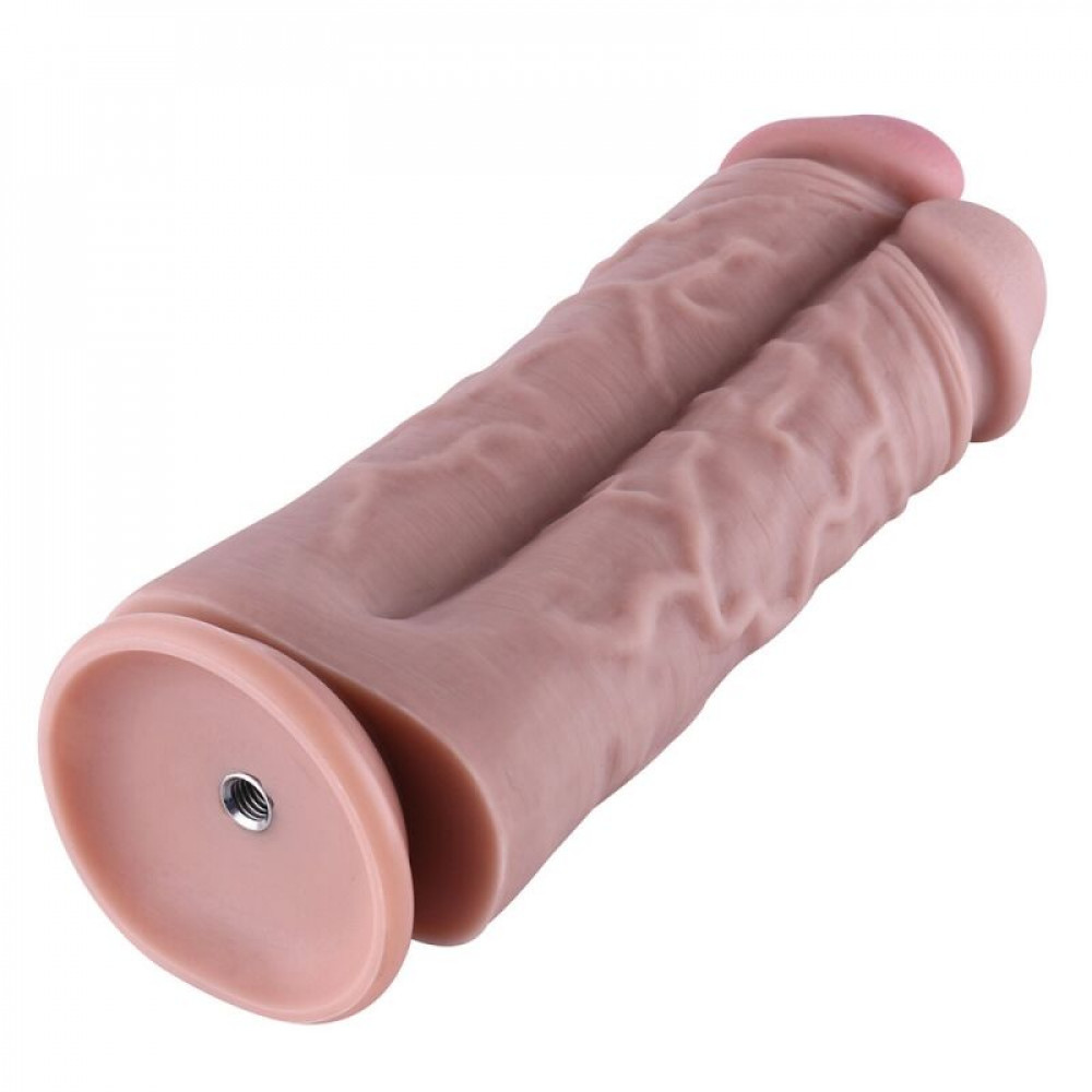 Дилдо - Двойной дилдо для секс-машин Hismith 8.5” Two Cocks One Hole Silicone Dildo 3