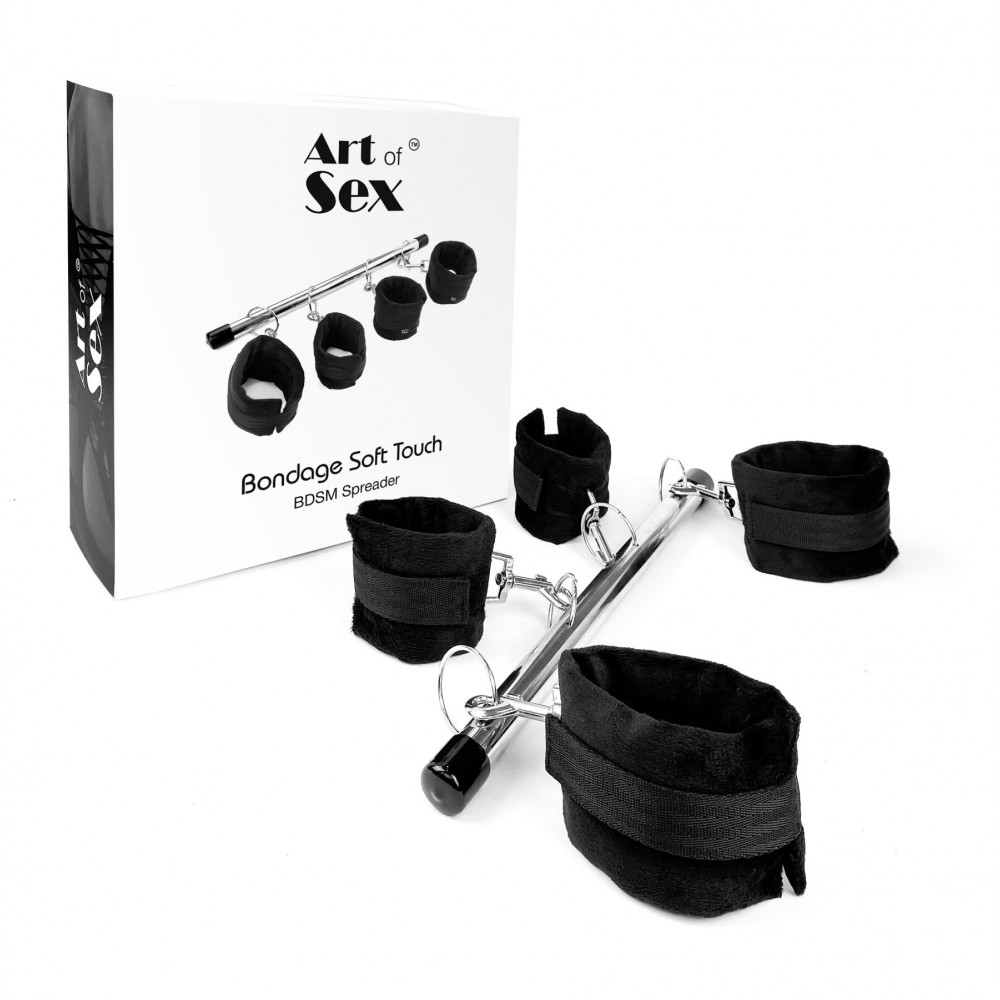 Наручники, веревки, бондажы, поножи - Колодка-распорка для рук и ног Art of Sex - Bondage Soft Touch BDSM Spreader , цвет черный 2