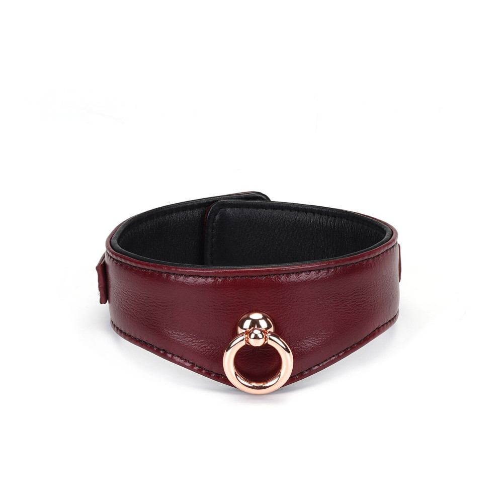 Ошейники, поводки - Ошейник с поводком Liebe Seele Wine Red Curved Collar 8