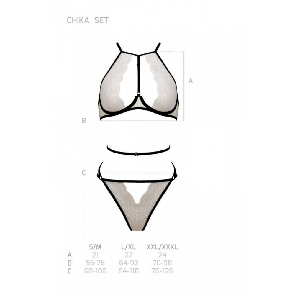 Эротические комплекты - Комплект CHIKA SET cream L/XL - Passion 1