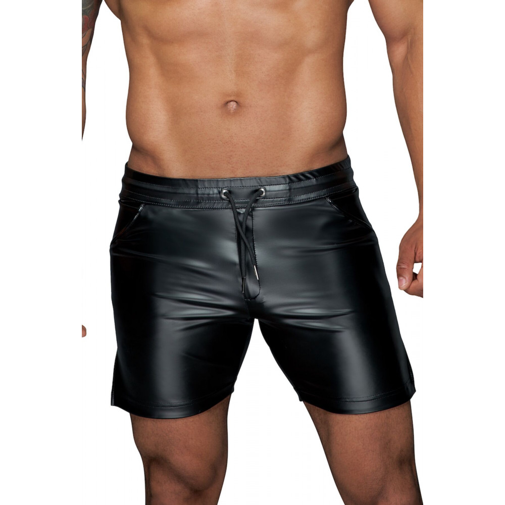 Стринги, трусы и шорты - Мужские шорты Noir Handmade H061 Powerwetlook shorts - 3XL 1