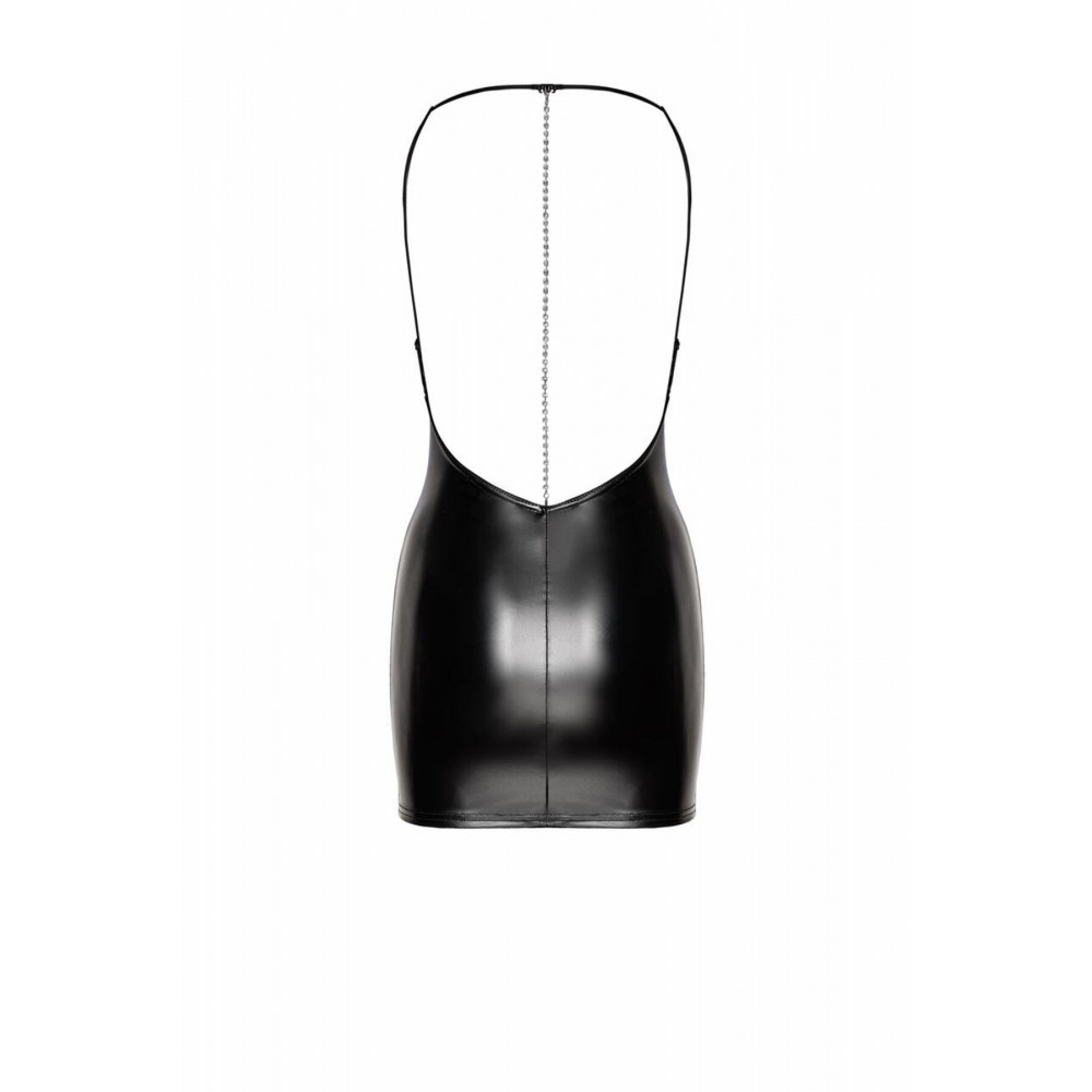 Сексуальные платья - Платье Noir Handmade F307 Mirage wetlook mini dress with jewelry rhinestone chain - XL 4