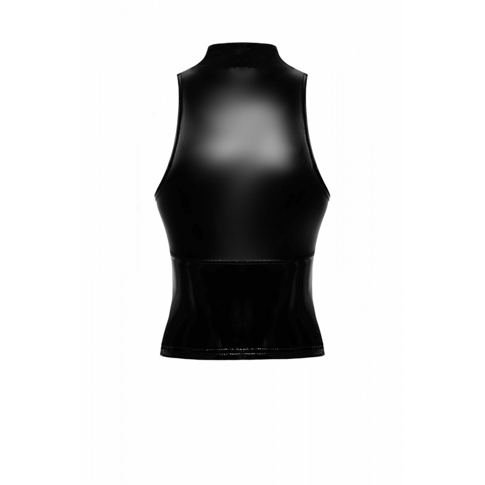 Женское эротическое белье - Топ Noir Handmade F324 Glam wetlook top with vinyl corset - 3XL 4