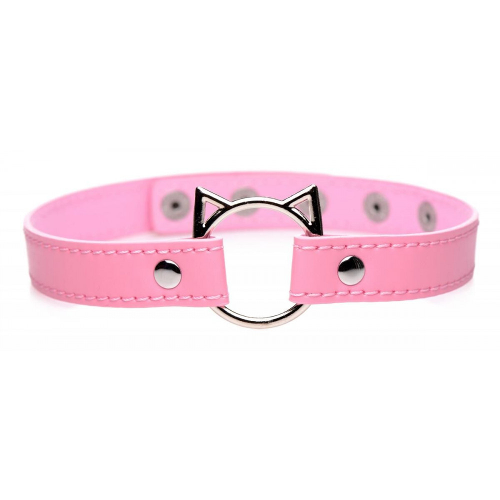 Чокеры, портупеи - Чокер Master Series Kinky Kitty Ring Slim Choker - Pink