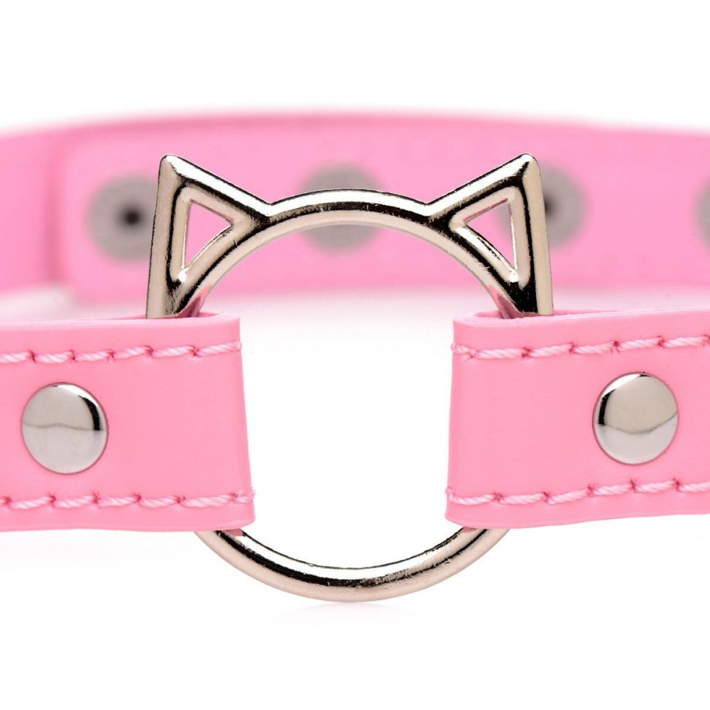 Чокеры, портупеи - Чокер Master Series Kinky Kitty Ring Slim Choker - Pink 2